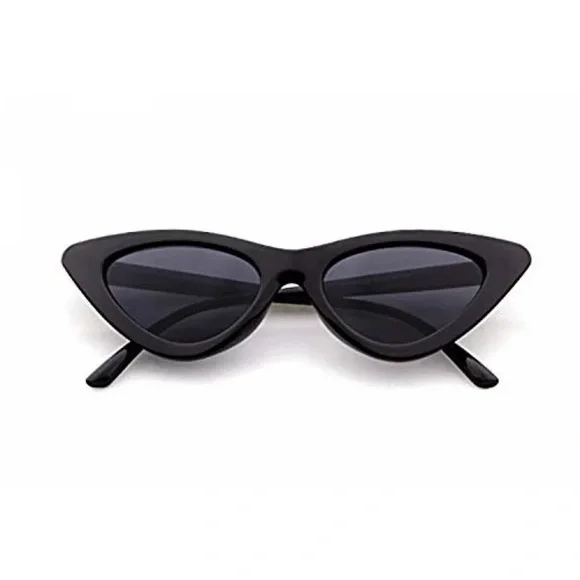 Cat Eye Round Square Frame Sunglasses Retro Black Triangle Chic Tinted Sun Shade - Picture 1 of 1